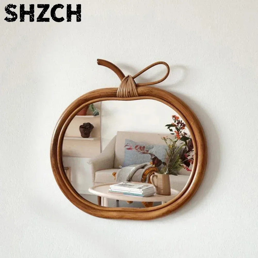 Rattan Mirror Round - 천연 라탄 원형 화장대 거울 거실