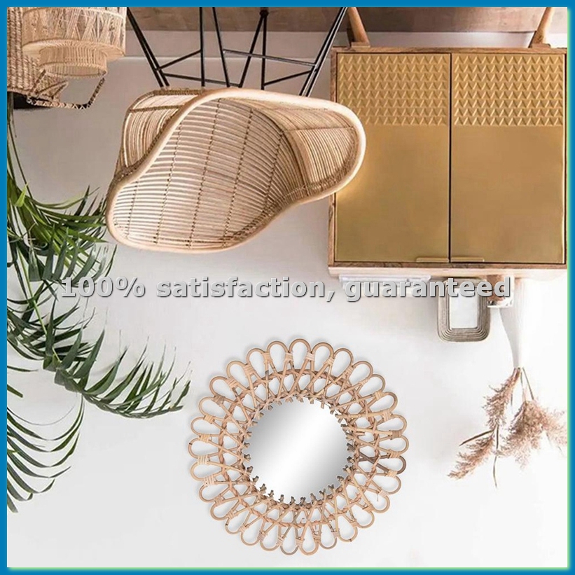 Rattan Mirror Round - 40Cm 북유럽 위커 벽걸이 거울 등나무