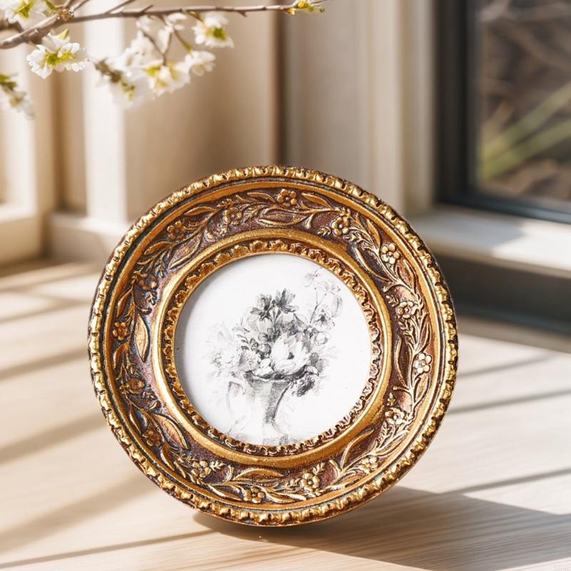 Rattan Mirror Round - 복잡한 B03E를 가진 벽 산과 탁상용