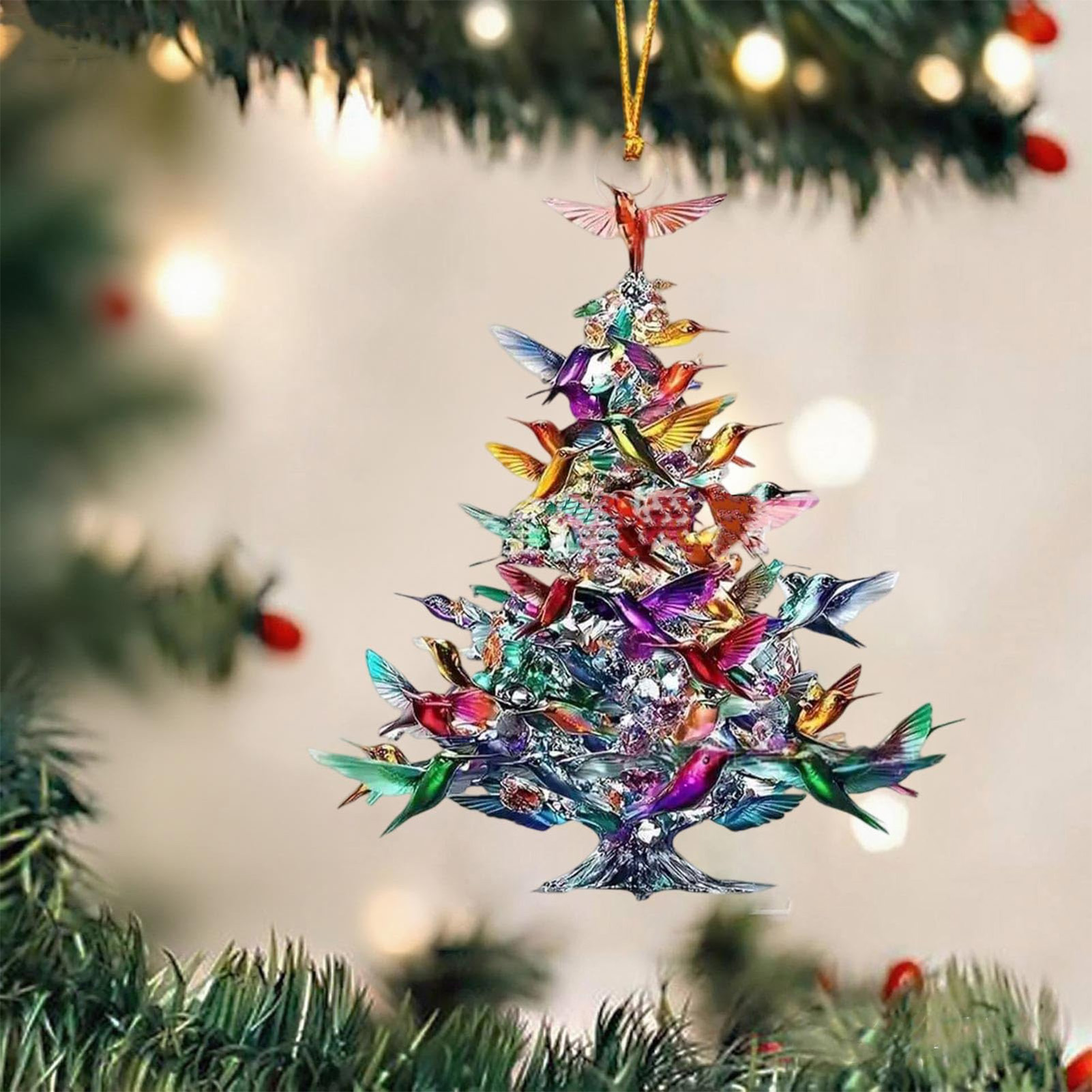 Interior Design Xmas - 8cm 2D 아크릴 새 장식품 크리스마스