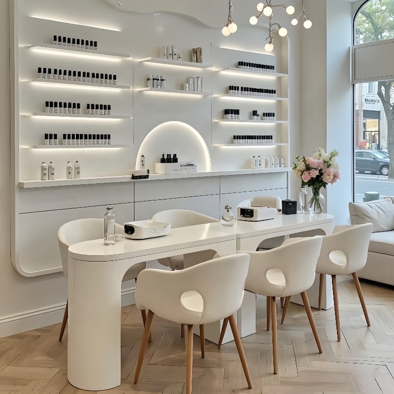Interior Design Nail Salon - MS 디스플레이 베이지 크림 화이트 맞춤형