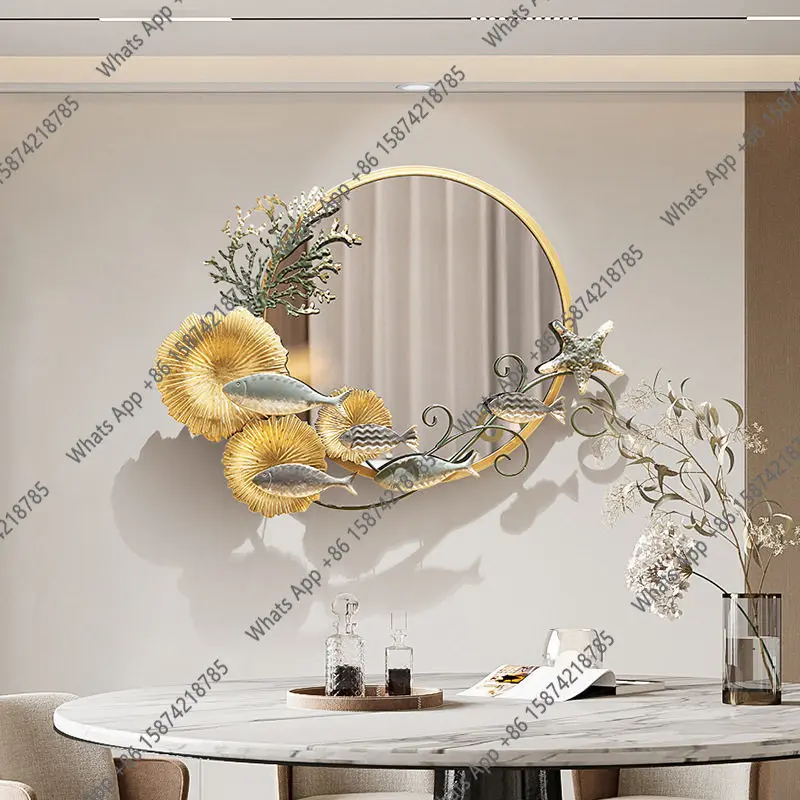 Rattan Mirror Round - 프리미엄 배경 장식 거울 통나무 침실