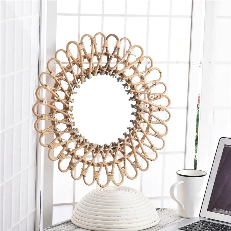 40Cm 북유럽 위커 벽걸이 거울 등나무 원형 드레싱  - Rattan Mirror Round 리뷰 및 가격