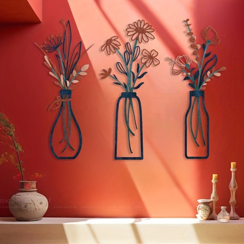 3개의 대형 꽃무늬 벽 예술 조각품 - 모던한 농가 스 - Interior Design Home Decor 리뷰 및 가격