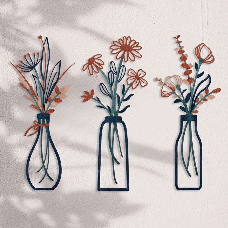 3개의 대형 꽃무늬 벽 예술 조각품 - 모던한 농가 스 - Interior Design Home Decor 리뷰 및 가격