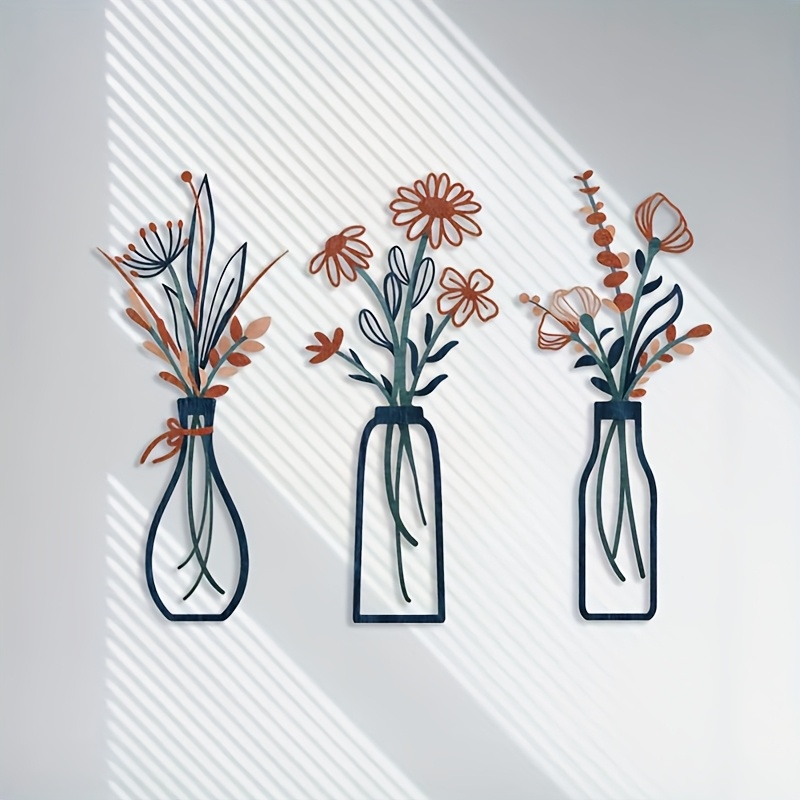 3개의 대형 꽃무늬 벽 예술 조각품 - 모던한 농가 스 - Interior Design Home Decor 리뷰 및 가격