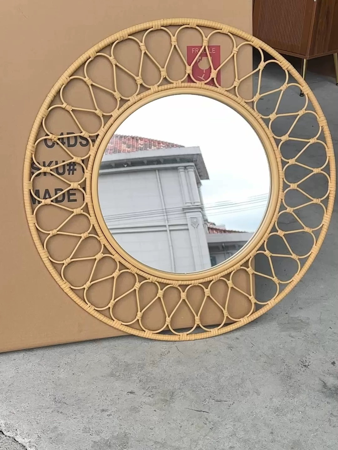 둥근 라탄 벽거울, 천연 직조 프레임, 지름 30인치, - Rattan Mirror Round 리뷰 및 가격
