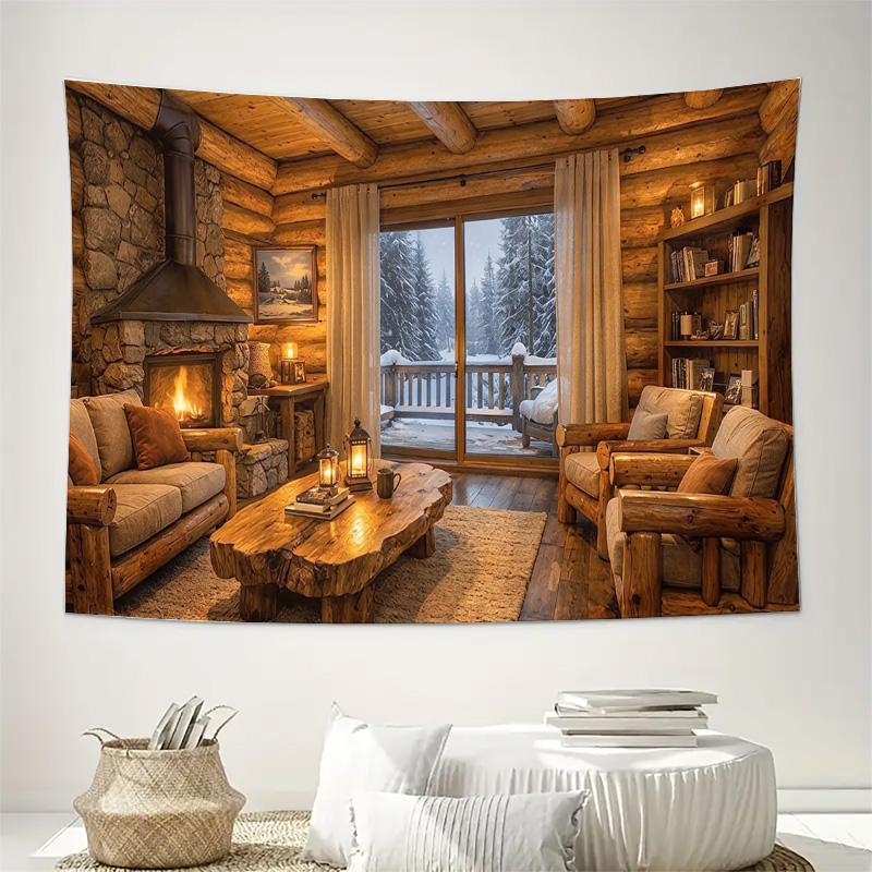 아늑한 목조 오두막 벽난로 인테리어 벽 태피스트리 기계 - Interior Design Home Decor 리뷰 및 가격