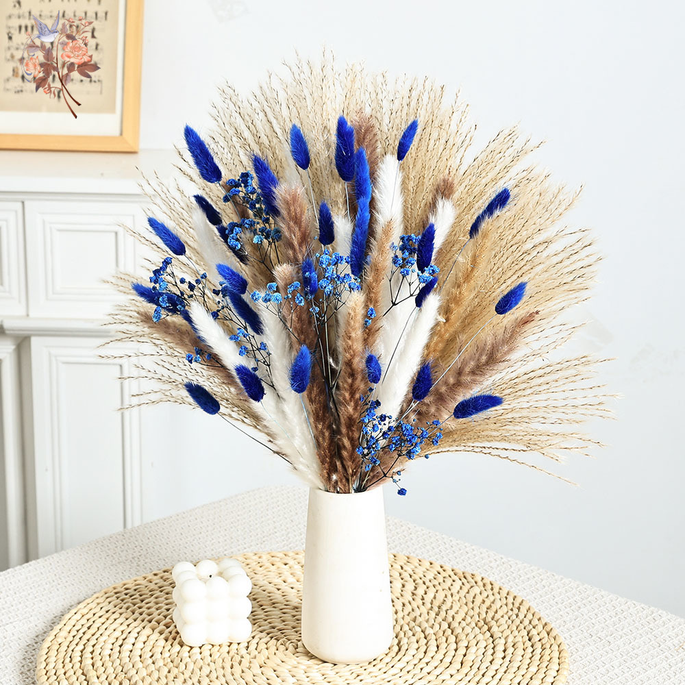 70 줄기 블루 푹신한 토끼 꼬리 팜파스 잔디 묶음 말 - Interior Design Home Decor 리뷰 및 가격