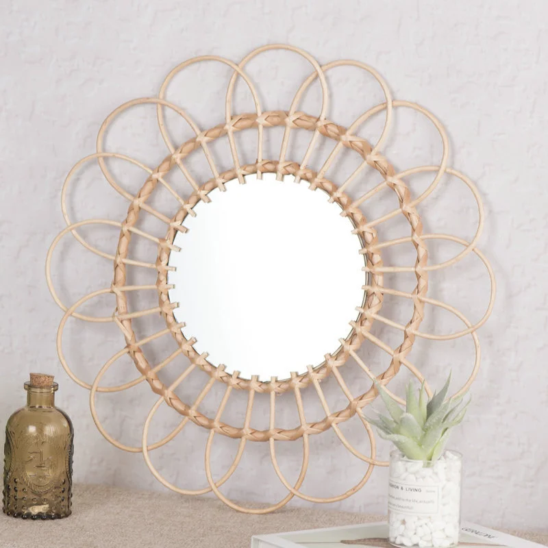 걸이형 거울 라탄 해바라기 원형 벽 장식 거울 데코 수 - Rattan Mirror Round 리뷰 및 가격