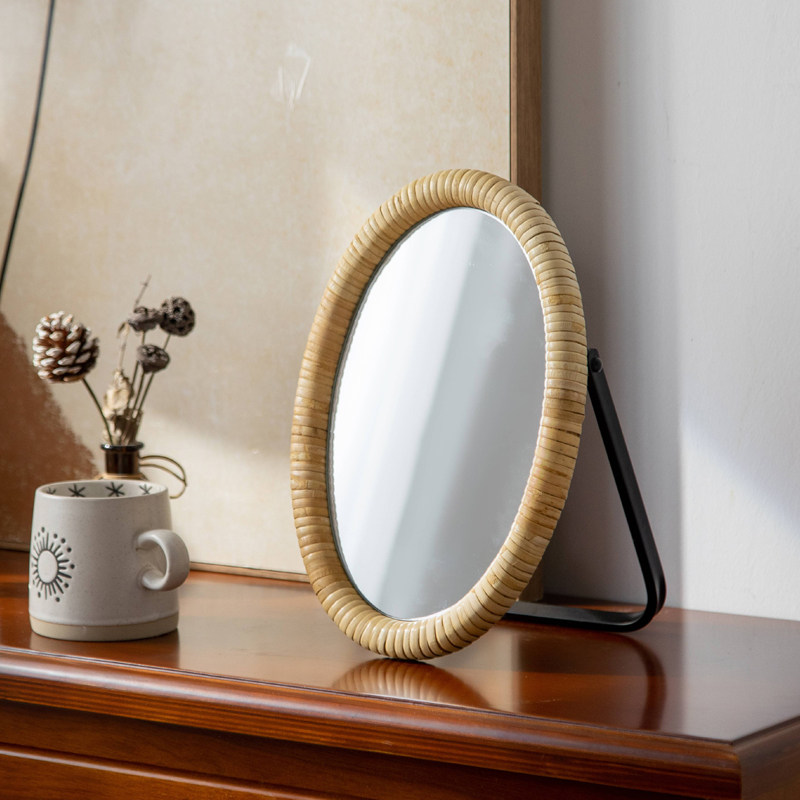 라탄 테이블 브래킷 화장대 거울 화장대 작은 원형 거울 - Rattan Mirror Round 리뷰 및 가격