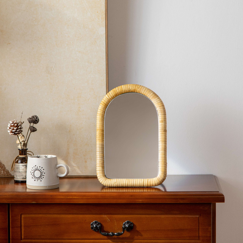 라탄 테이블 브래킷 화장대 거울 화장대 작은 원형 거울 - Rattan Mirror Round 리뷰 및 가격
