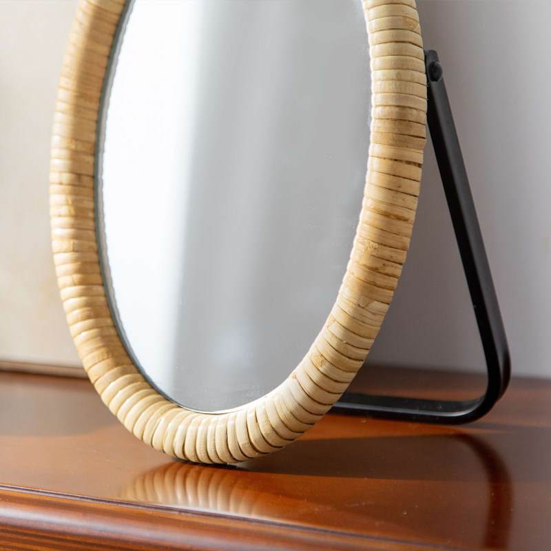 라탄 테이블 브래킷 화장대 거울 화장대 작은 원형 거울 - Rattan Mirror Round 리뷰 및 가격