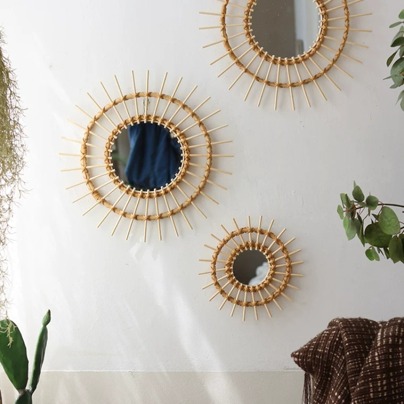 창의적인 라탄 원형 장식 거울 아트 벽 장식 현관 장식 - Rattan Mirror Round 리뷰 및 가격