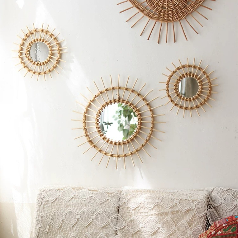 창의적인 라탄 원형 장식 거울 아트 벽 장식 현관 장식 - Rattan Mirror Round 리뷰 및 가격