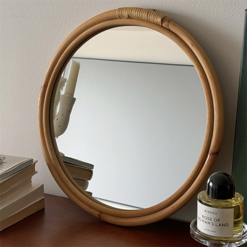 중세 등나무 거울 화장 거울 복고풍 와비 샌디 바람 일 - Rattan Mirror Round 리뷰 및 가격