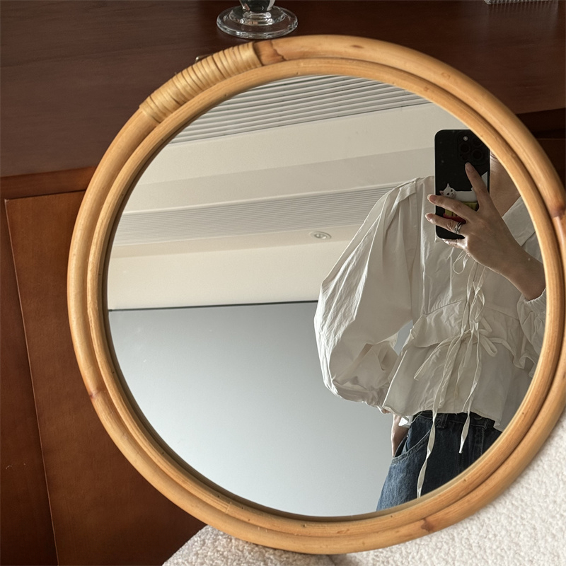 중세 등나무 거울 화장 거울 복고풍 와비 샌디 바람 일 - Rattan Mirror Round 리뷰 및 가격