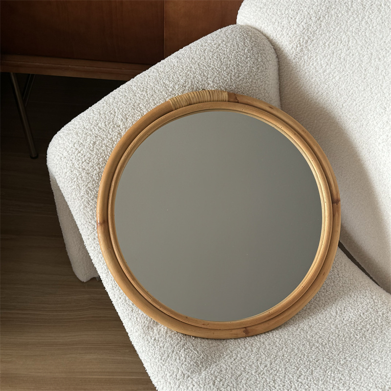 중세 등나무 거울 화장 거울 복고풍 와비 샌디 바람 일 - Rattan Mirror Round 리뷰 및 가격