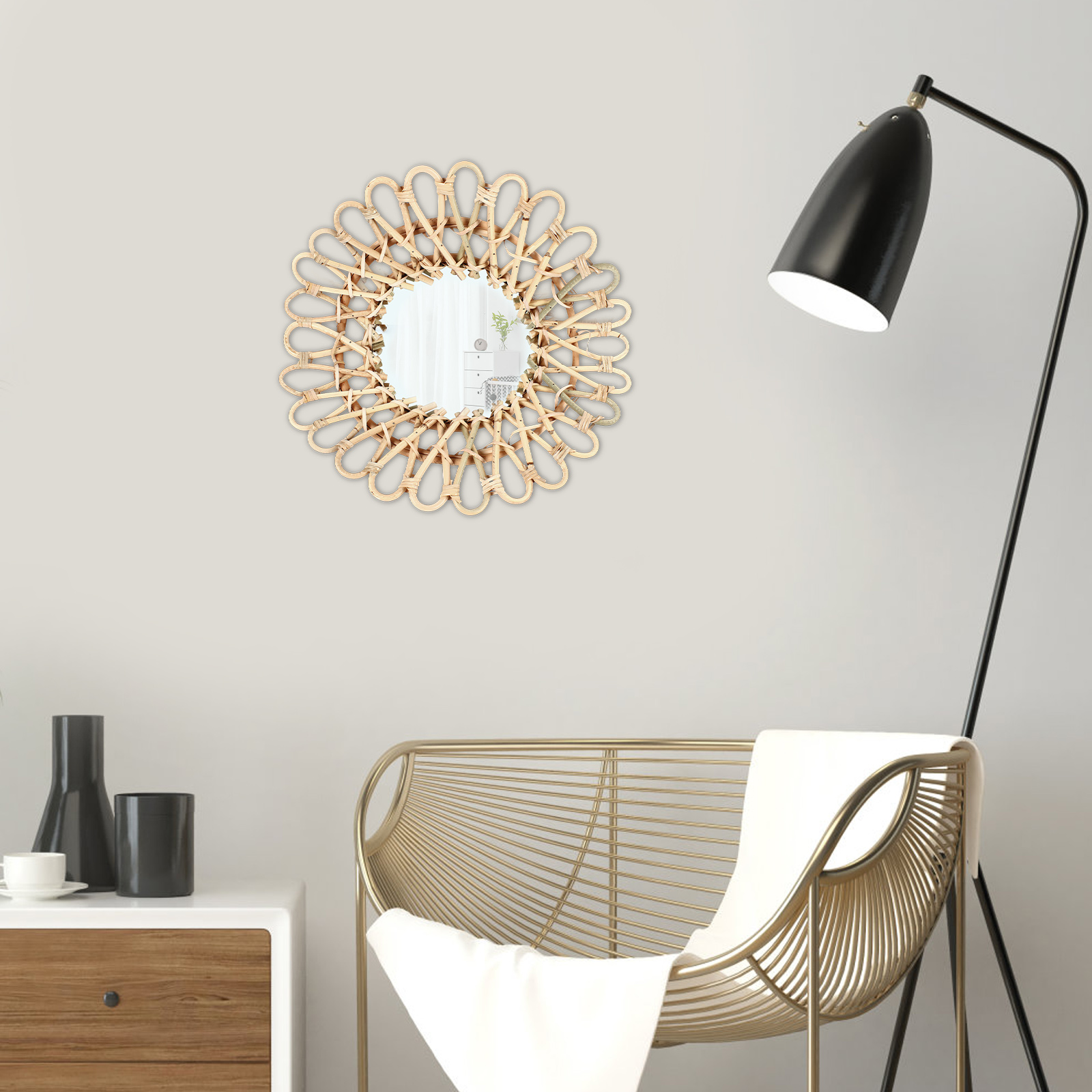 40cm 대형 라탄 거울 벽걸이, 거실 침실 복도용 원 - Rattan Mirror Round 리뷰 및 가격